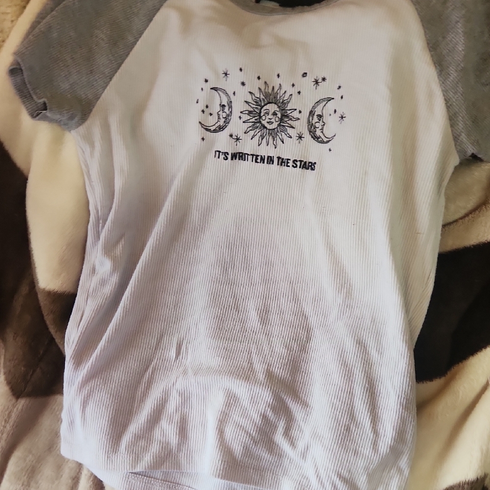 Teens White and Gray Graphic Tee